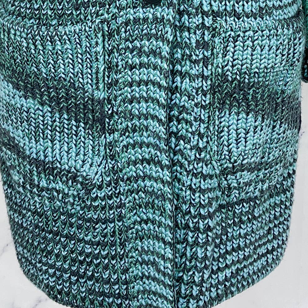 Missoni | Long Chunky Cashmere & Wool Cardigan Coat | Blue/Green | Sz IT 40