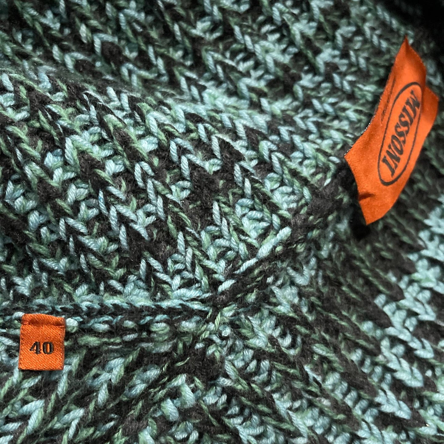 Missoni | Long Chunky Cashmere & Wool Cardigan Coat | Blue/Green | Sz IT 40