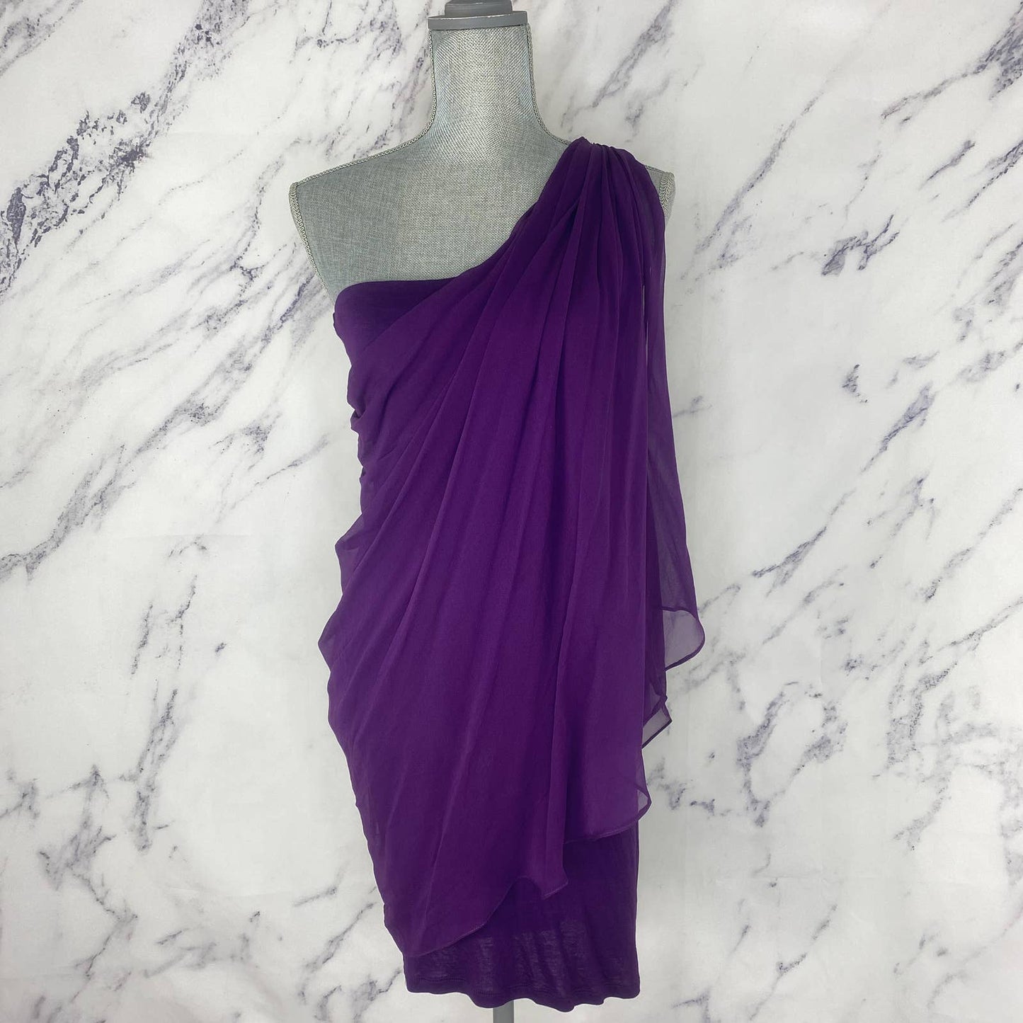 Alice + Olivia | One Shoulder Chiffon Drape Dress | Sz XS