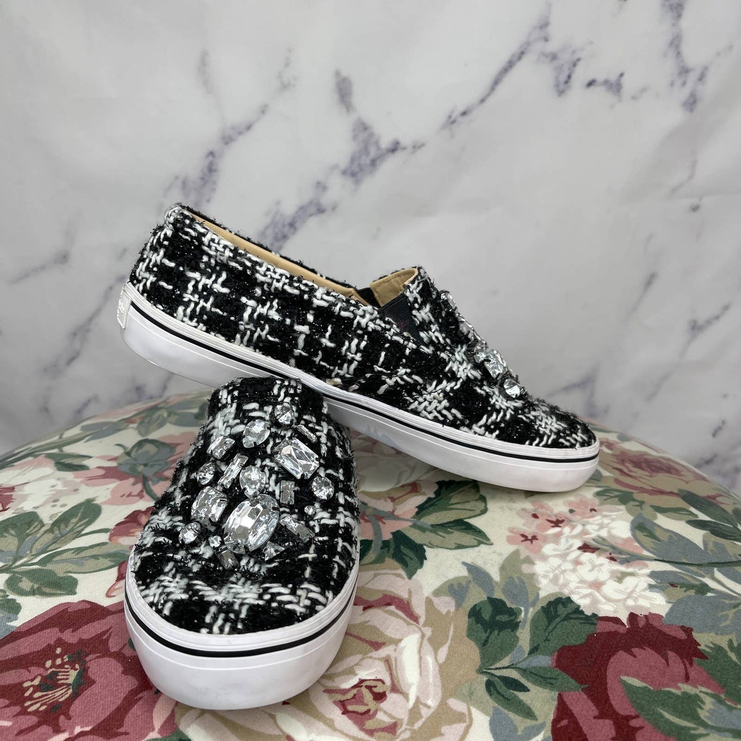 Kate Spade | Tweed Jeweled Slip-On Sneakers | Size 7