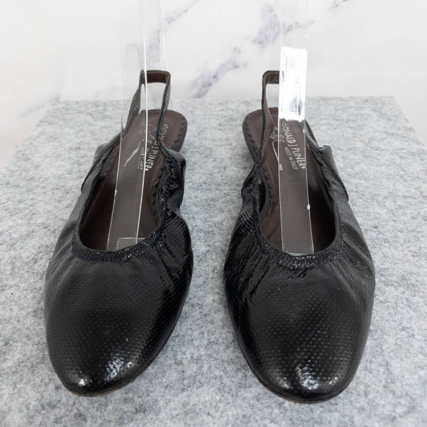 Donald J. Pliner | Black Leather Slingback Flats | Size 7.5
