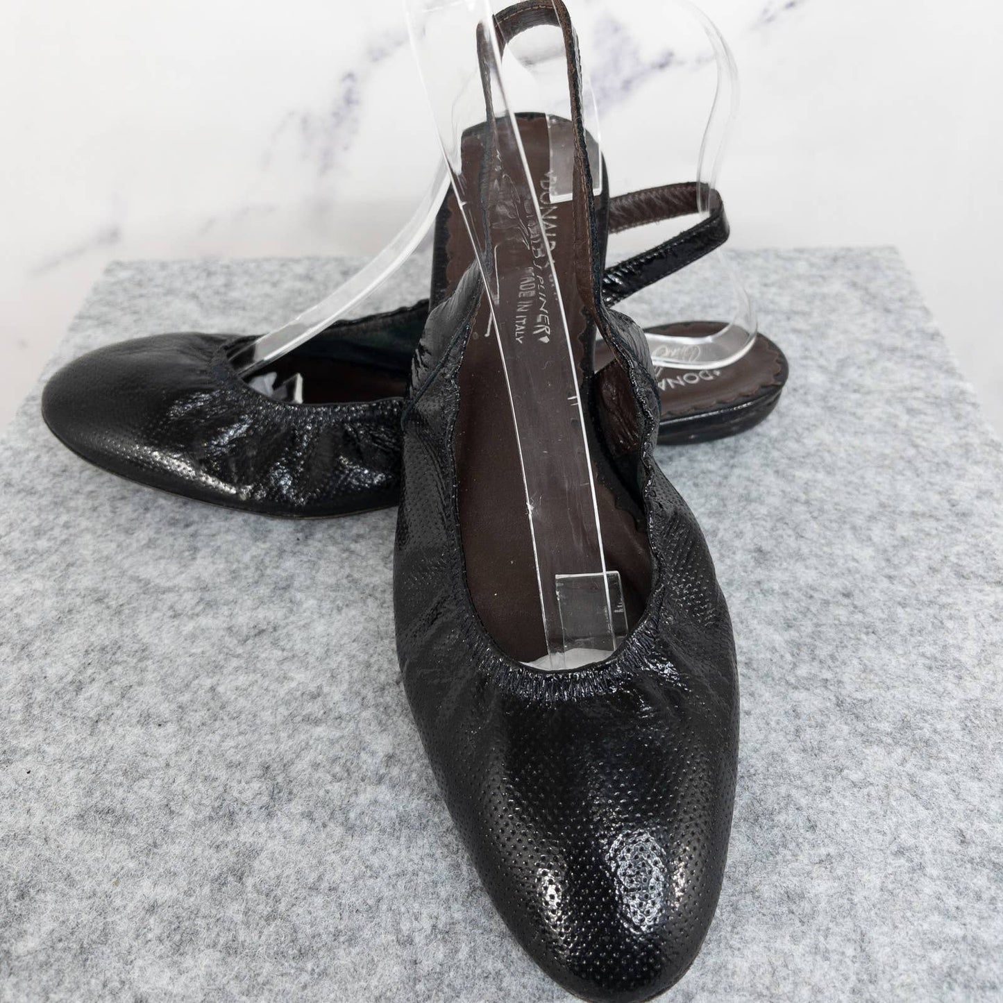 Donald J. Pliner | Black Leather Slingback Flats | Size 7.5