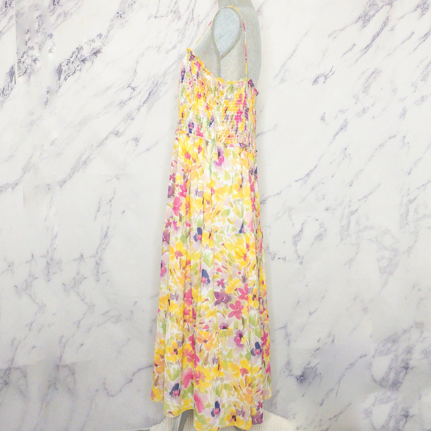 ML Monique Lhuillier | Blooming Field Smocked Midi Dress | Sz 16