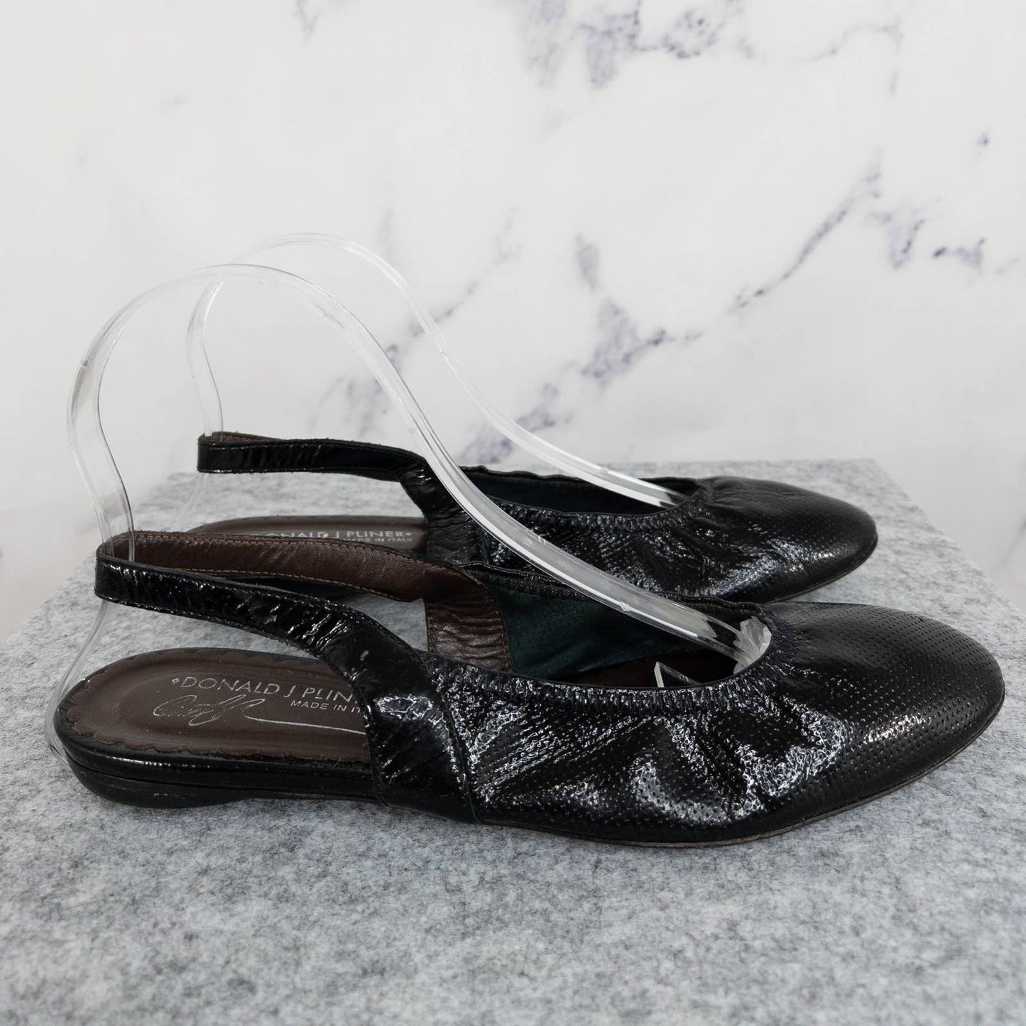 Donald J. Pliner | Black Leather Slingback Flats | Size 7.5