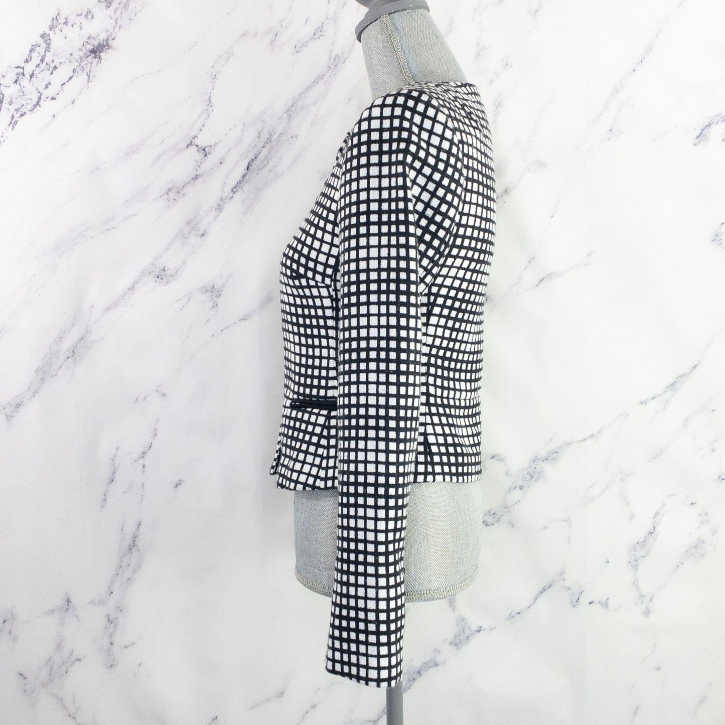 L'Agence | Asymmetrical Zipper Blazer Jacket | Black/White | Sz 0