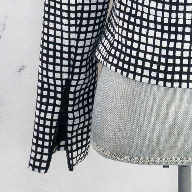 L'Agence | Asymmetrical Zipper Blazer Jacket | Black/White | Sz 0