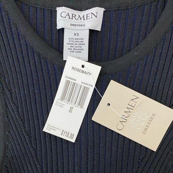 Carmen Marc Valvo | Rosemary Dress | Navy & Black | Size XS