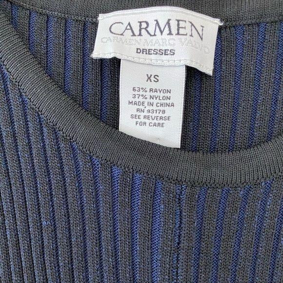 Carmen Marc Valvo | Rosemary Dress | Navy & Black | Size XS