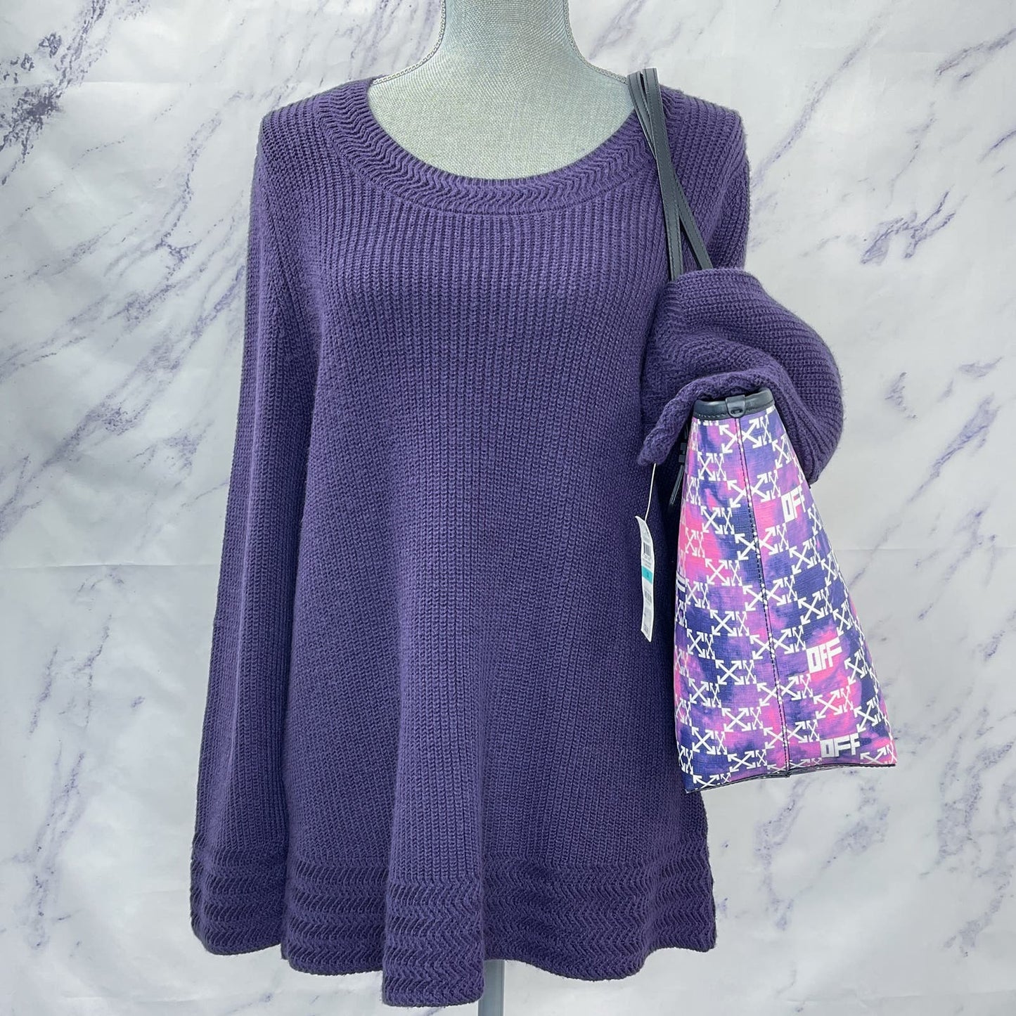 Style & Co | Purple Chunky Cable Knit Sweater | 0X