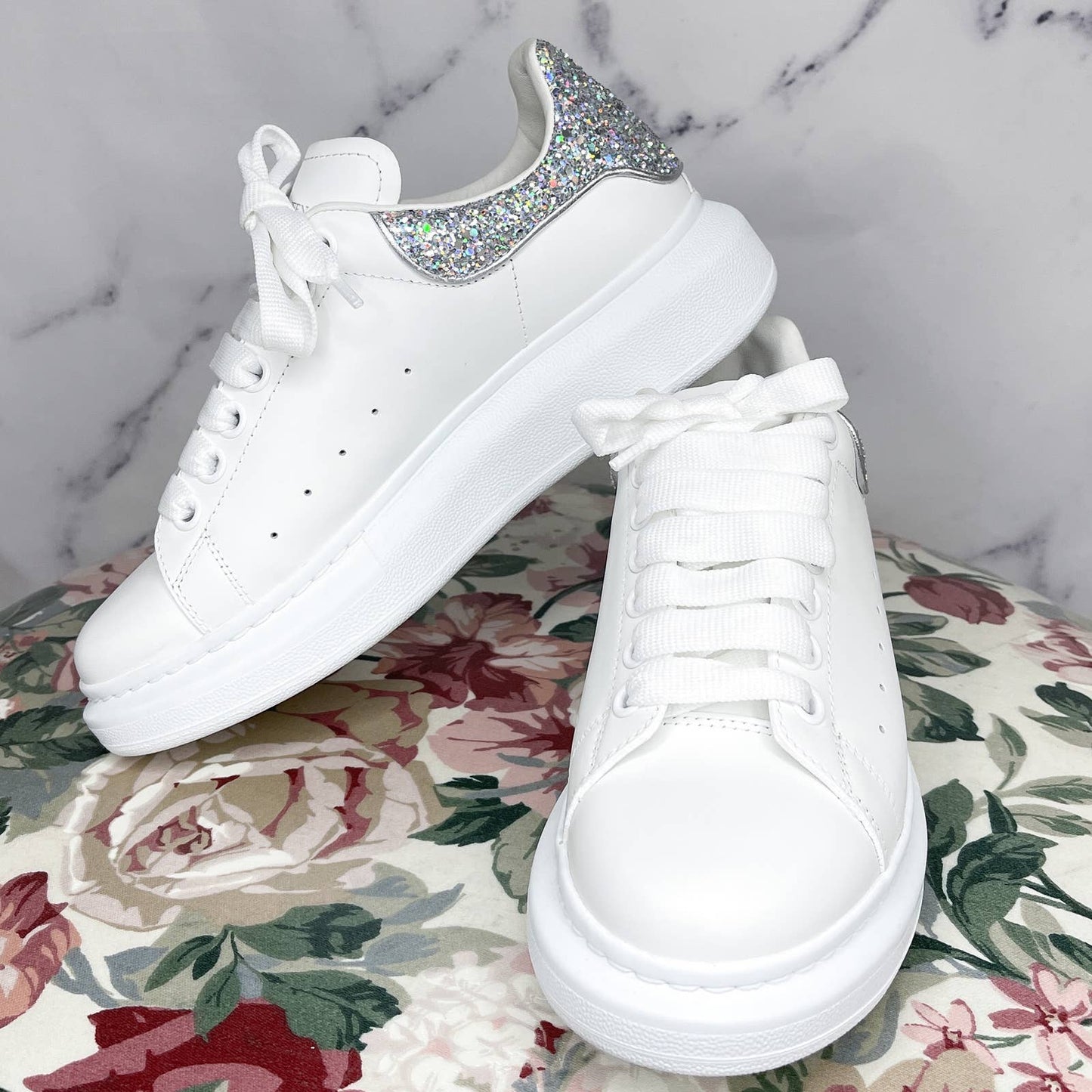 Alexander McQueen | Larry Oversized Crystal Glitter Platform Sneakers | Sz 37.5