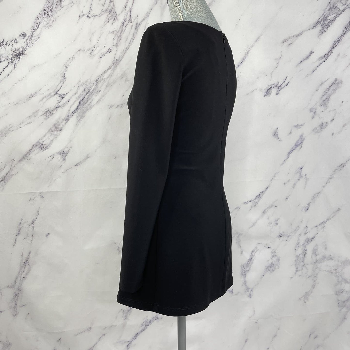 Joseph Ribkoff | Black Long Sleeve Zipper Mini Dress | 4