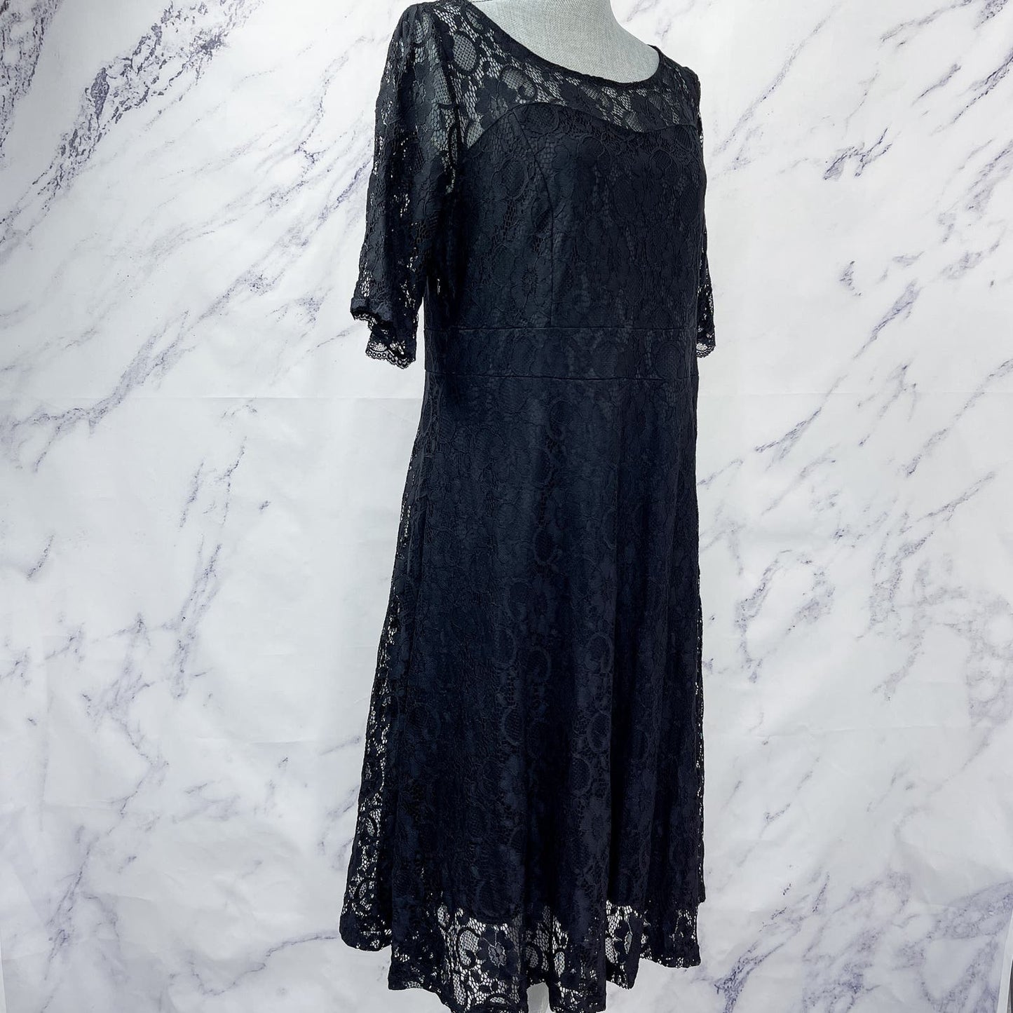 Pinup Fashion | Lace Midi Black Dress | 16