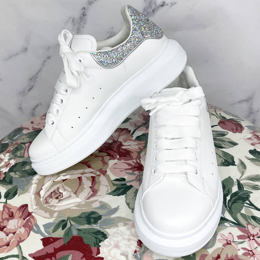 Alexander McQueen | Larry Oversized Crystal Glitter Platform Sneakers | Sz 37.5