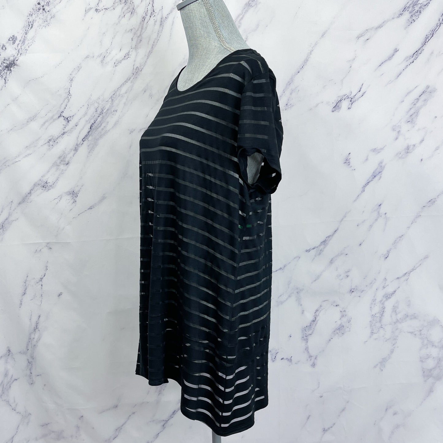 I.N.C. | Black Sheer Striped Shirt | L