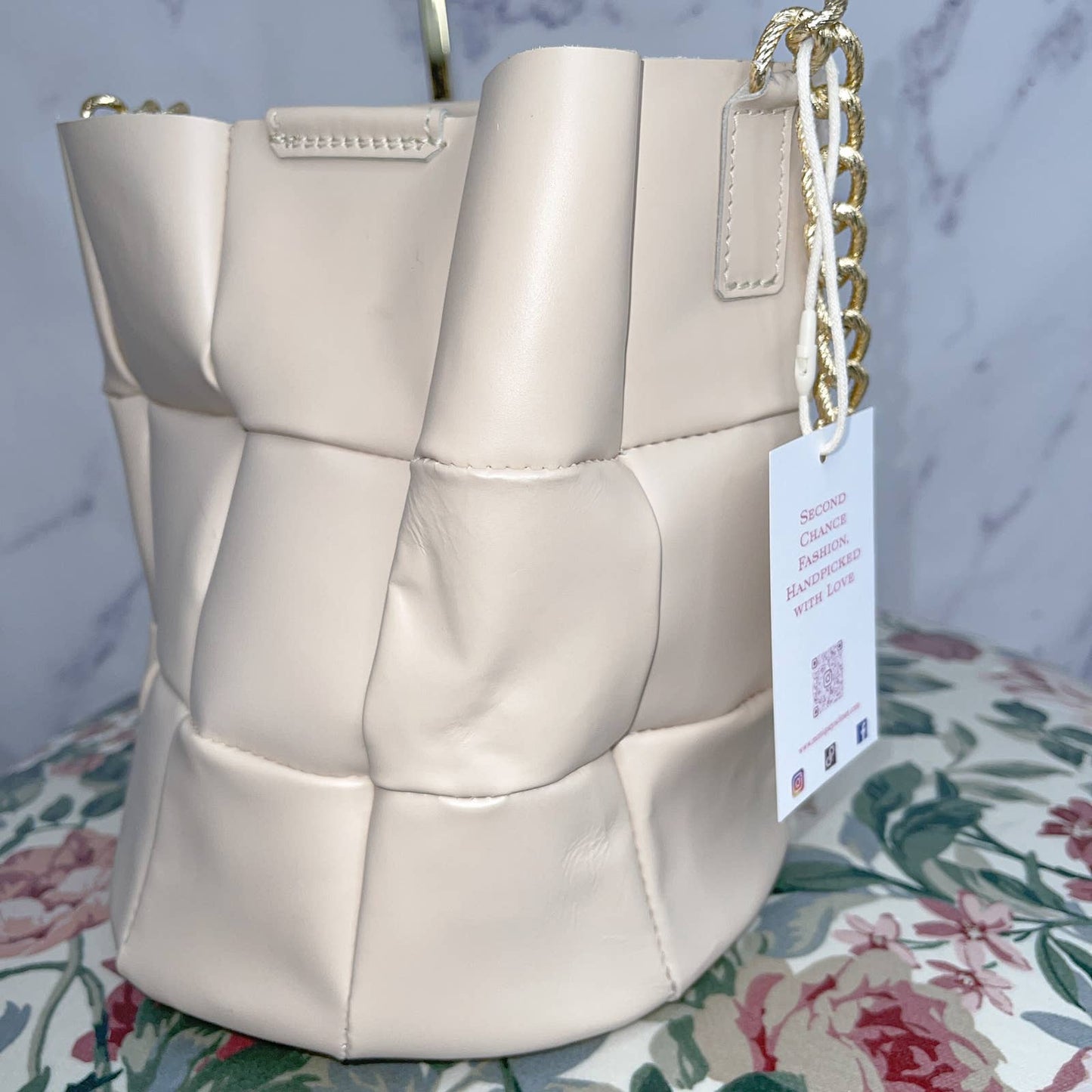 Falor Firenze | Cream Natural Leather Bucket Bag