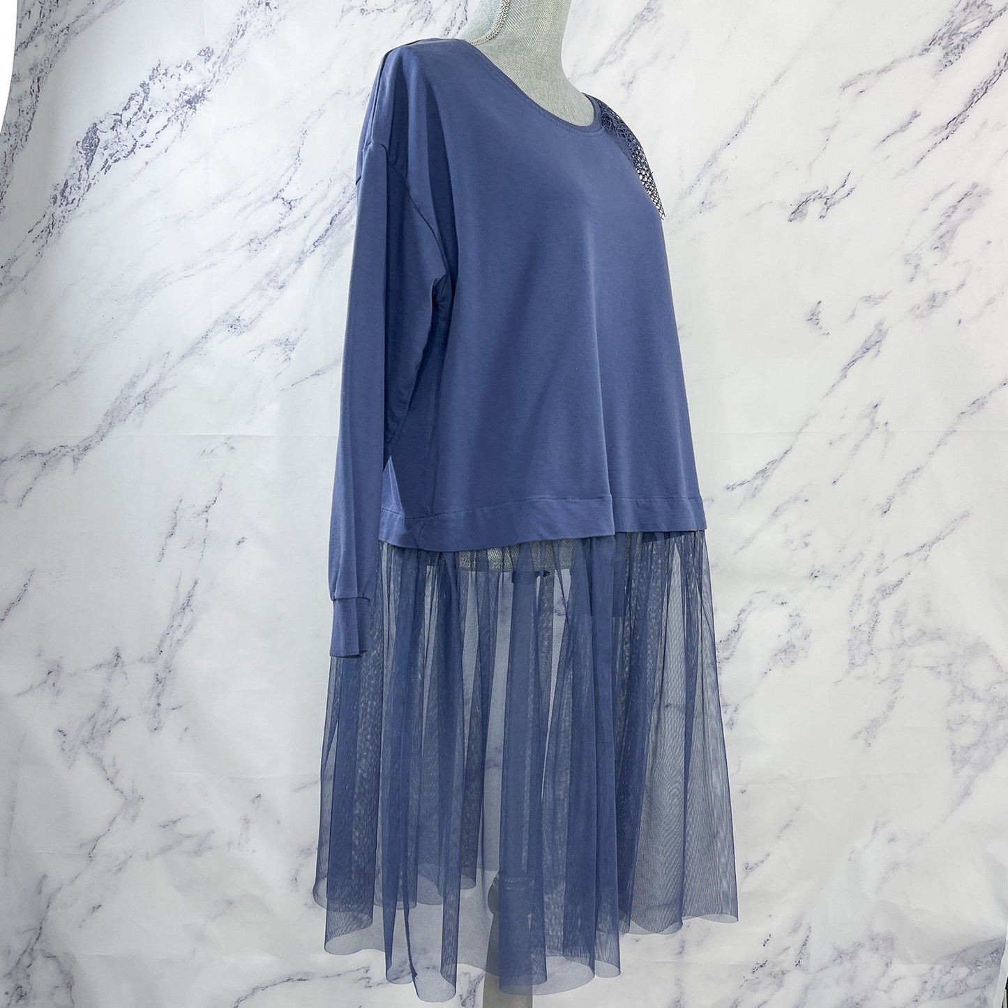 Lane Bryant | Blue Tunic Fairy Art to Wear Mixed Media Tulle/Mesh Top | 18/20