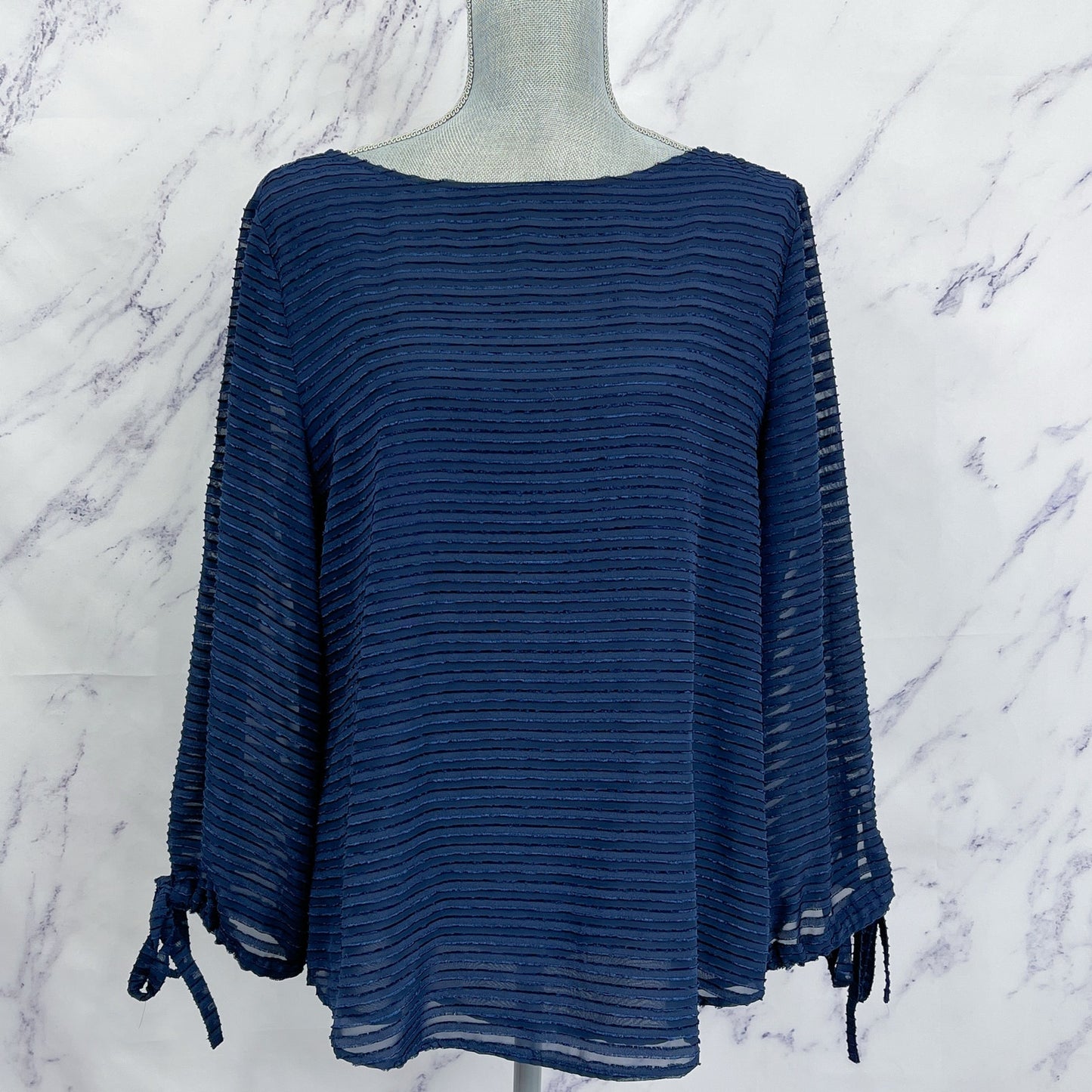Banana Republic | Navy Semi-Sheer Long Sleeve Shirt | L