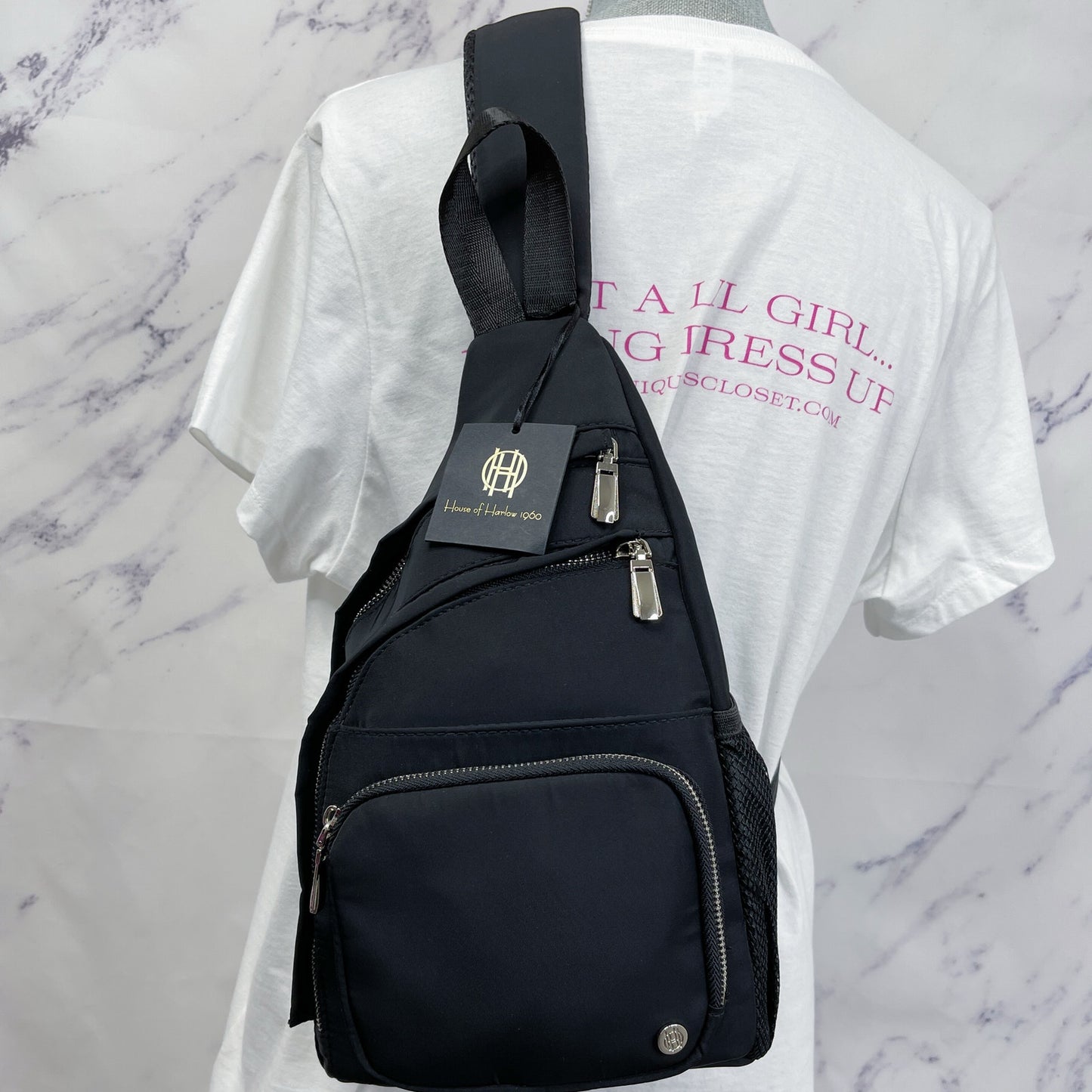 House of Harlow 1960 | Black Savannah Sling Bag/Crossbody