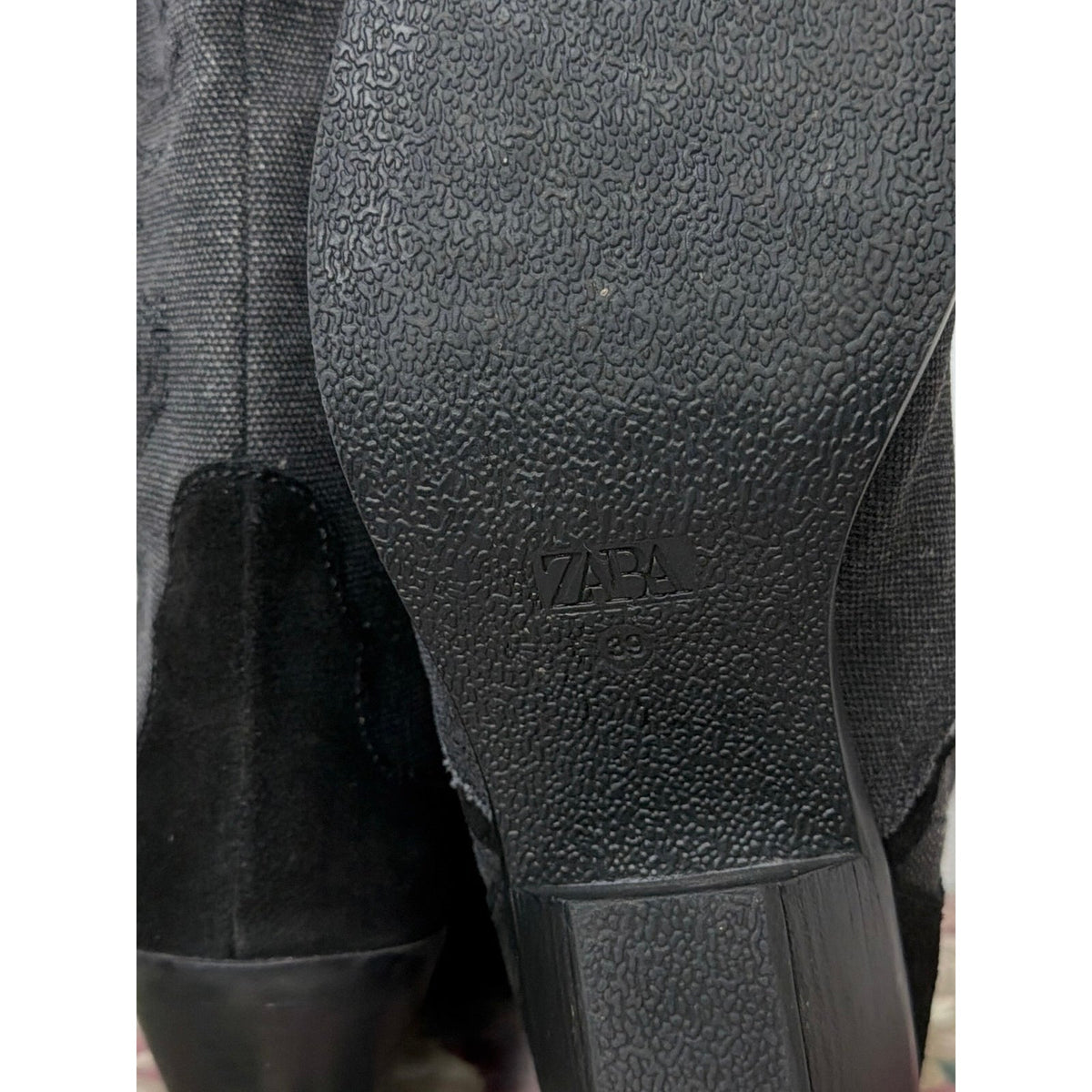 Zara | Denim Suede Embroidered Heeled Cowboy Boots | 39 (US 8)