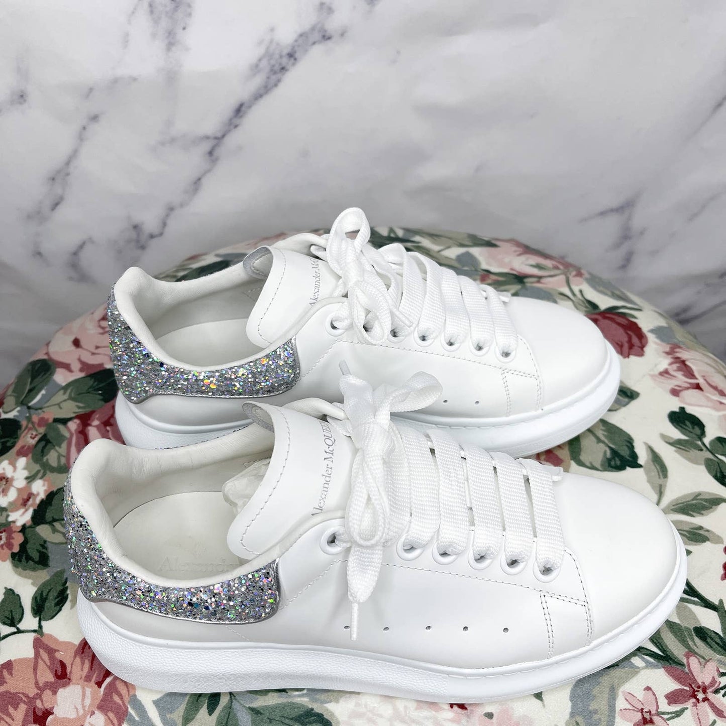 Alexander McQueen | Larry Oversized Crystal Glitter Platform Sneakers | Sz 37.5