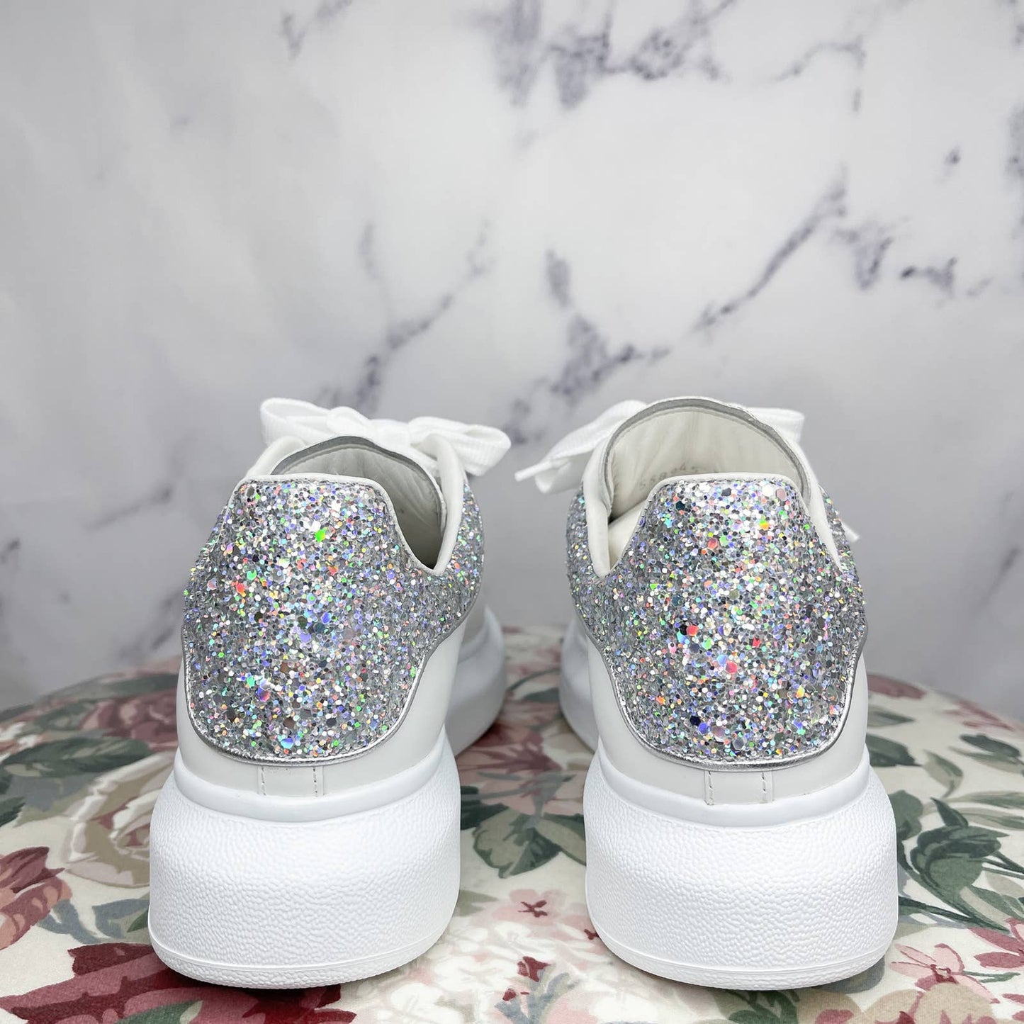 Alexander McQueen | Larry Oversized Crystal Glitter Platform Sneakers | Sz 37.5