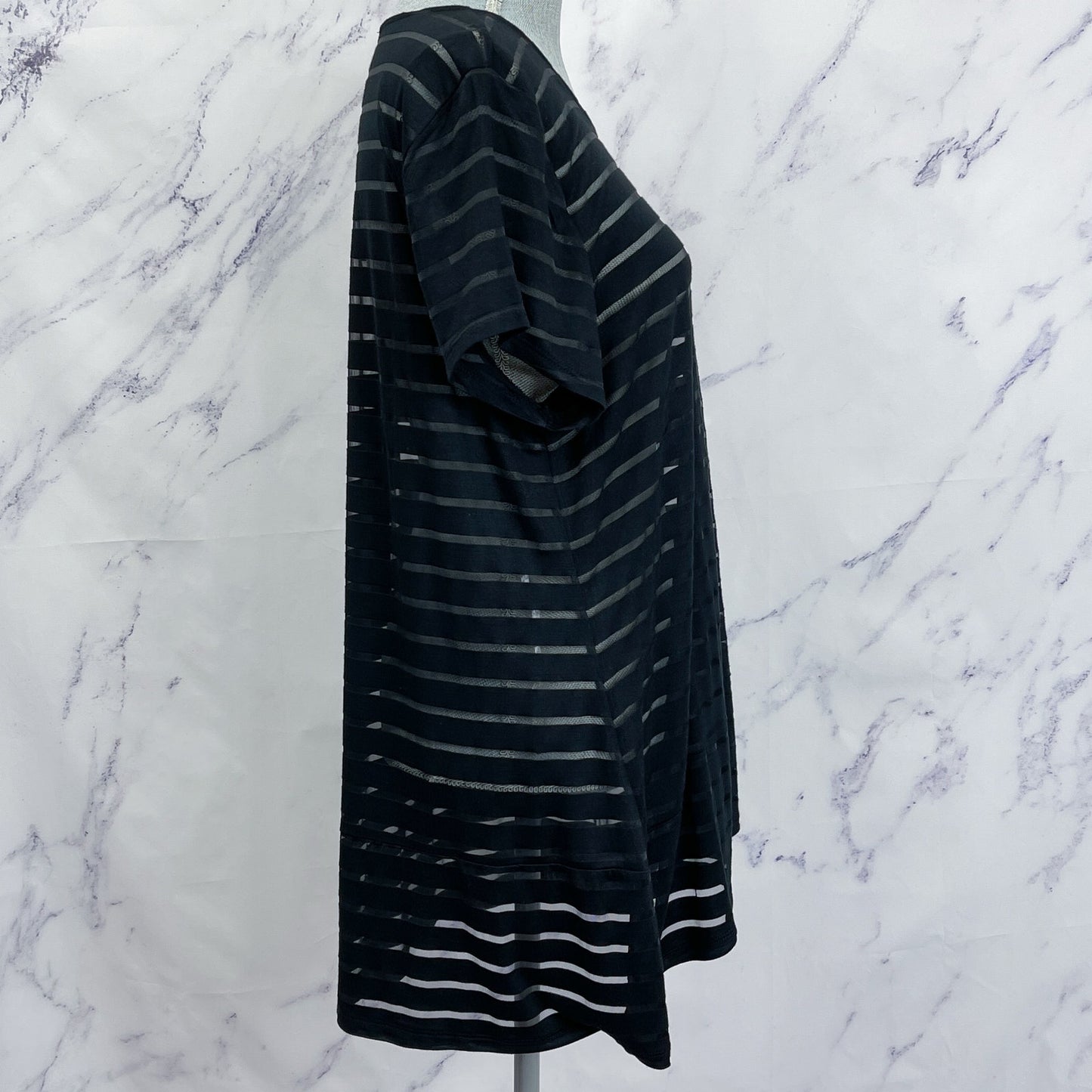 I.N.C. | Black Sheer Striped Shirt | L