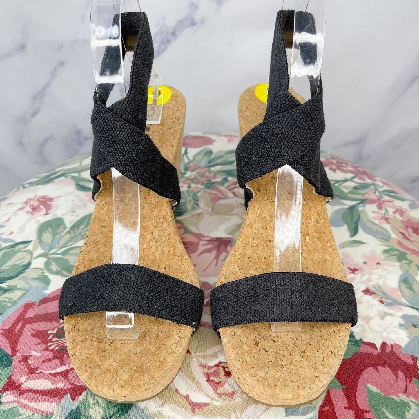 Lucky Brand | Maxyne Black Cork Wedge Sandals | 9