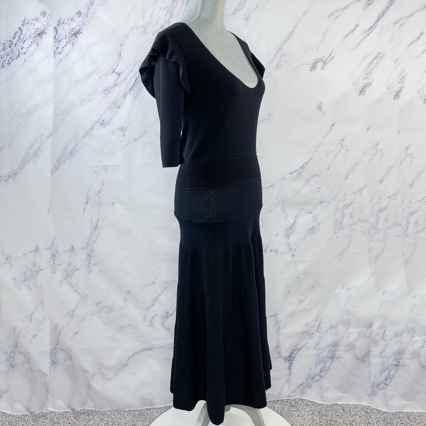 Agnona | Black Wool Knit Maxi Dress | Sz IT 44 / US 8