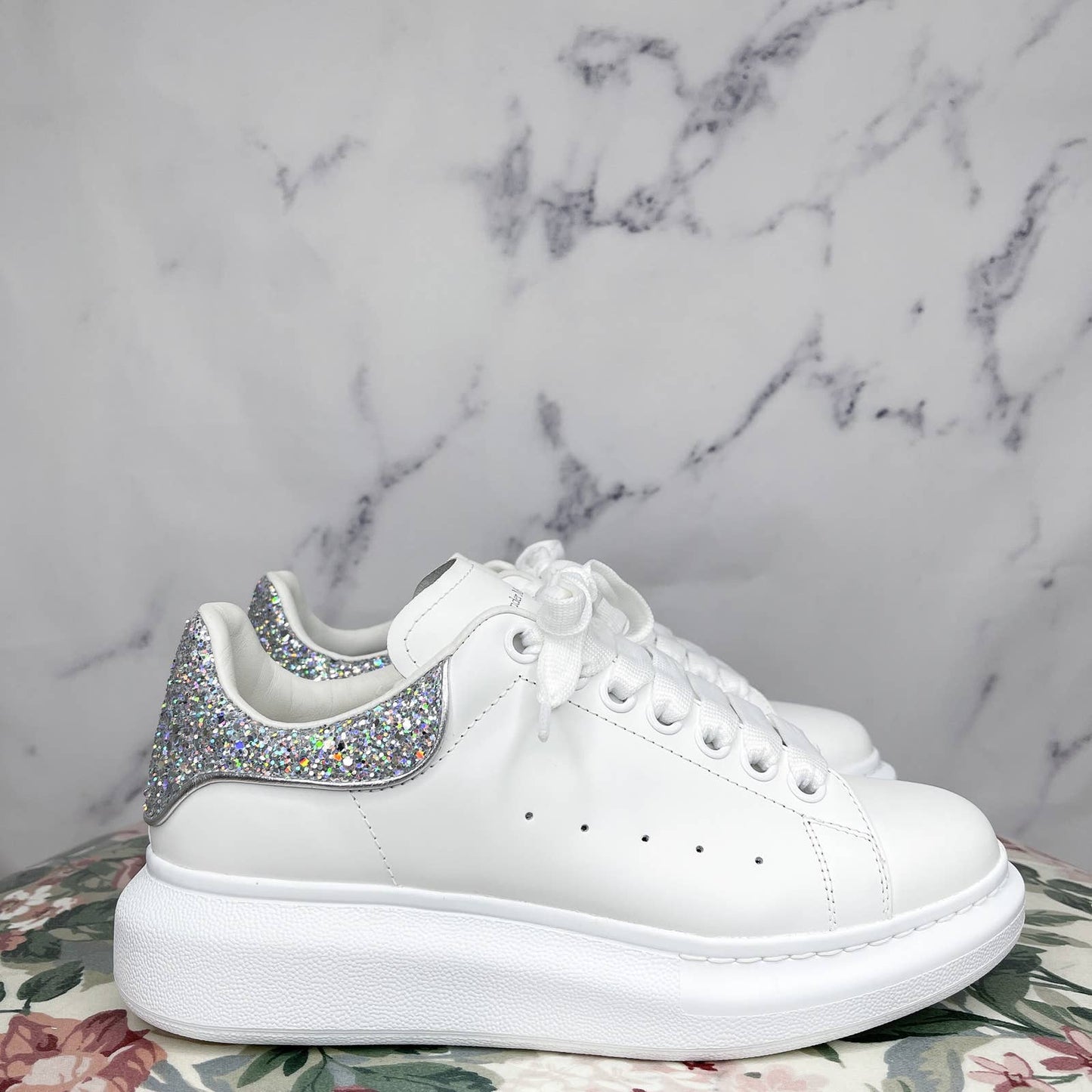 Alexander McQueen | Larry Oversized Crystal Glitter Platform Sneakers | Sz 37.5