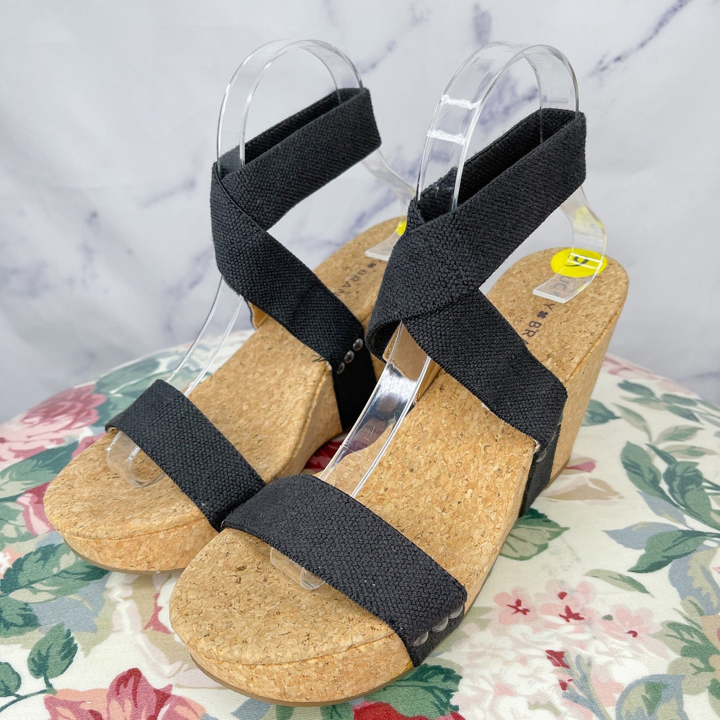 Lucky Brand | Maxyne Black Cork Wedge Sandals | 9