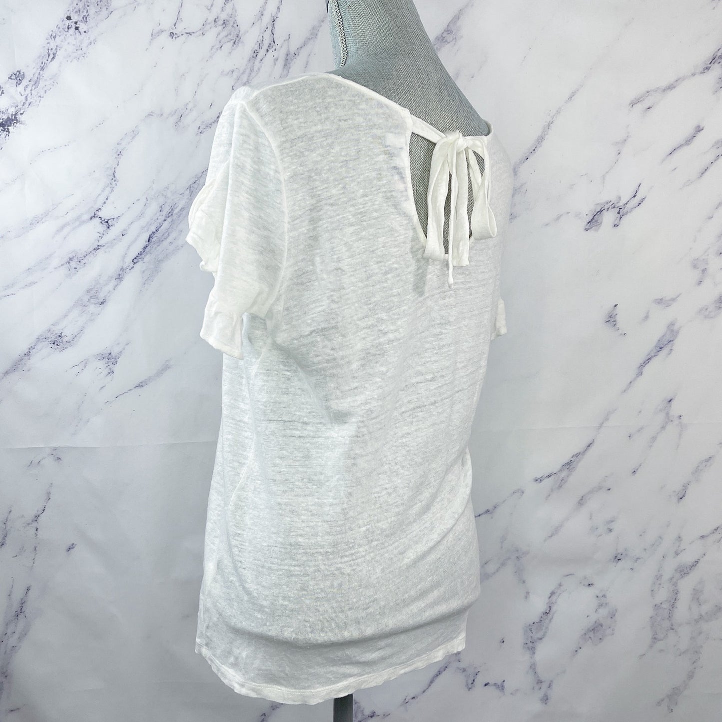 Vineyard Vines | White Ruffle Sleeve Linen Top | M