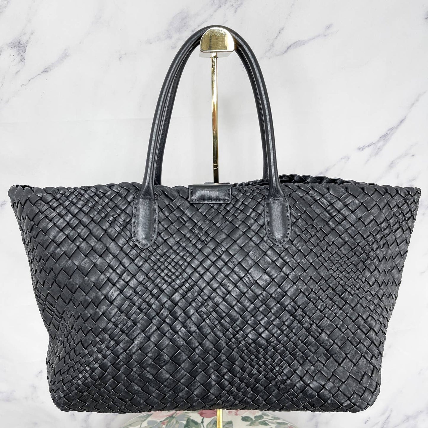 Falor Firenze | Hand Woven Black Leather Tote