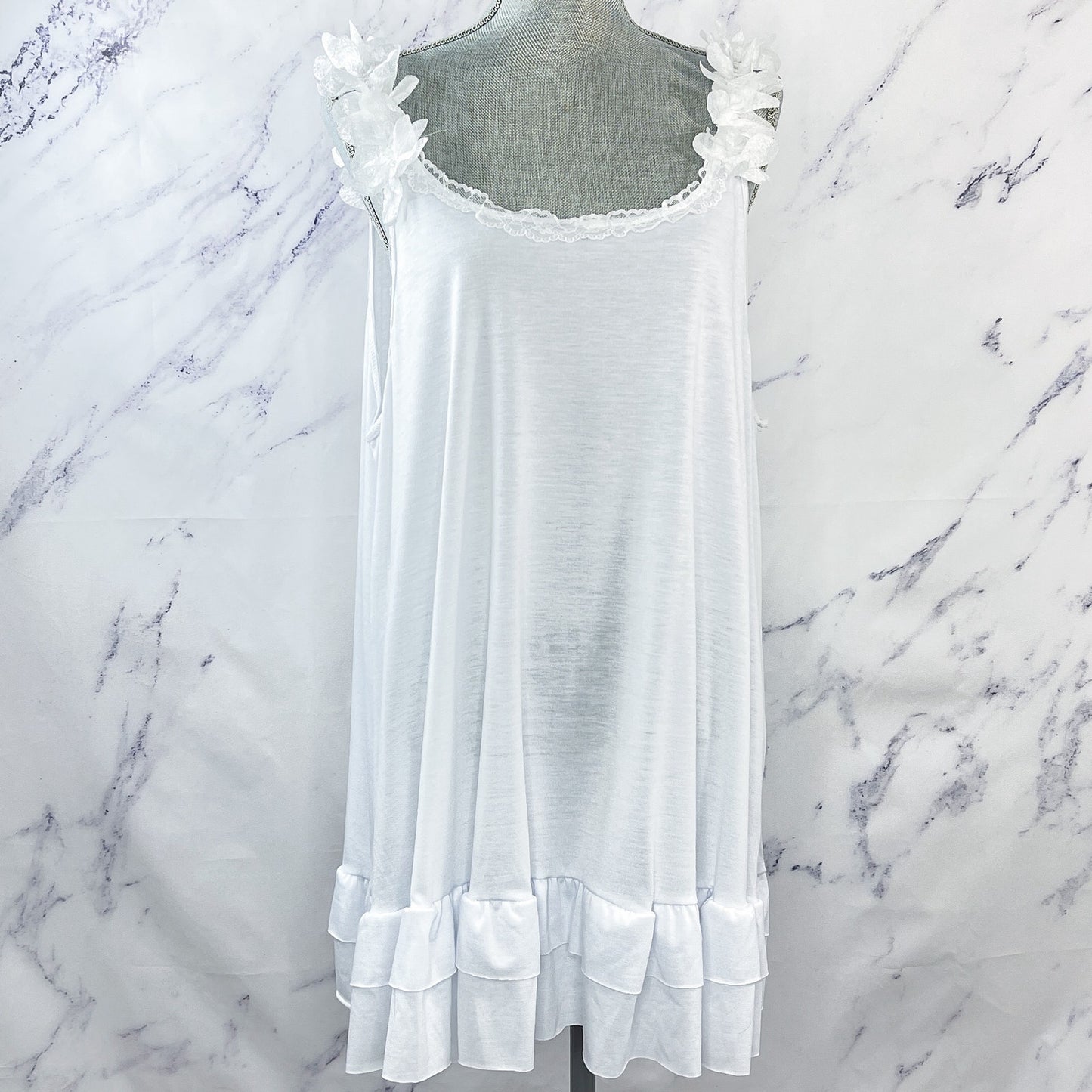 Mislook | White Ruffle Tunic Tank | 2XL