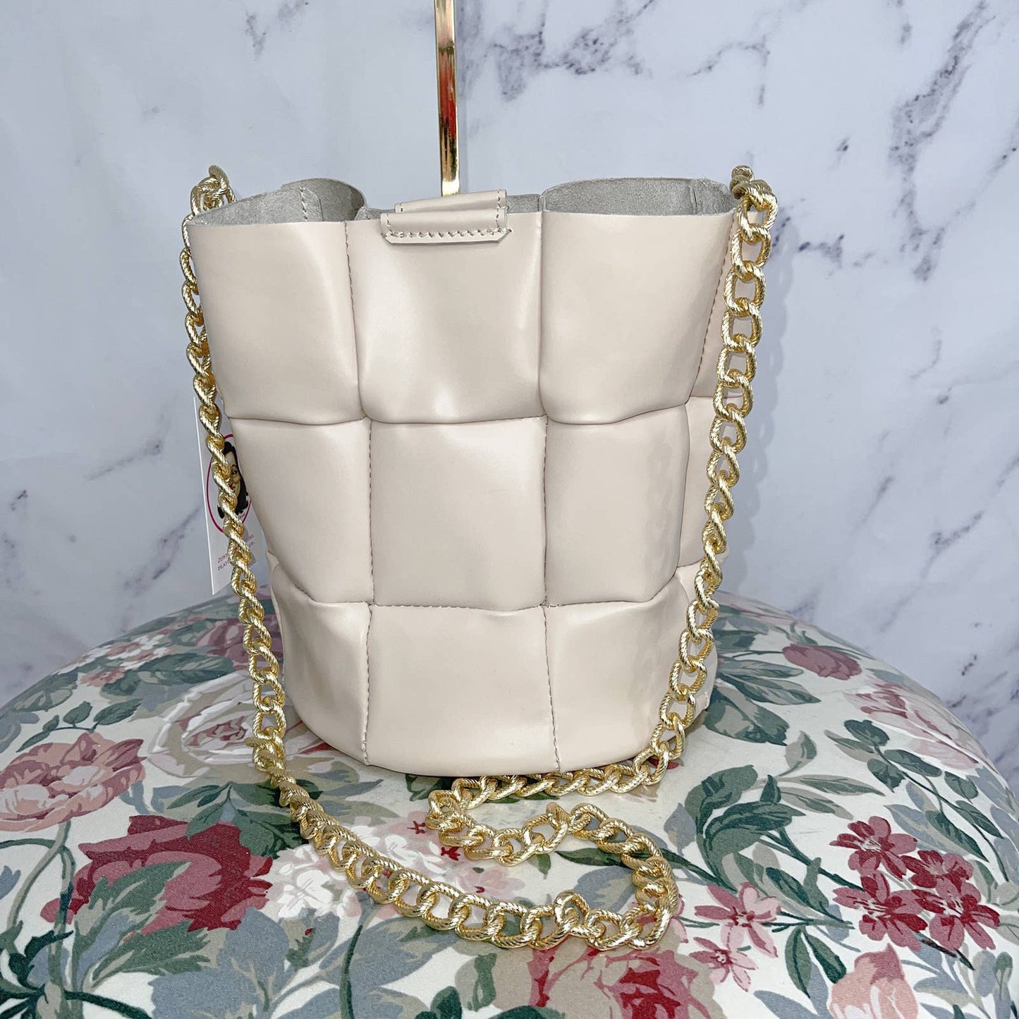 Falor Firenze | Cream Natural Leather Bucket Bag