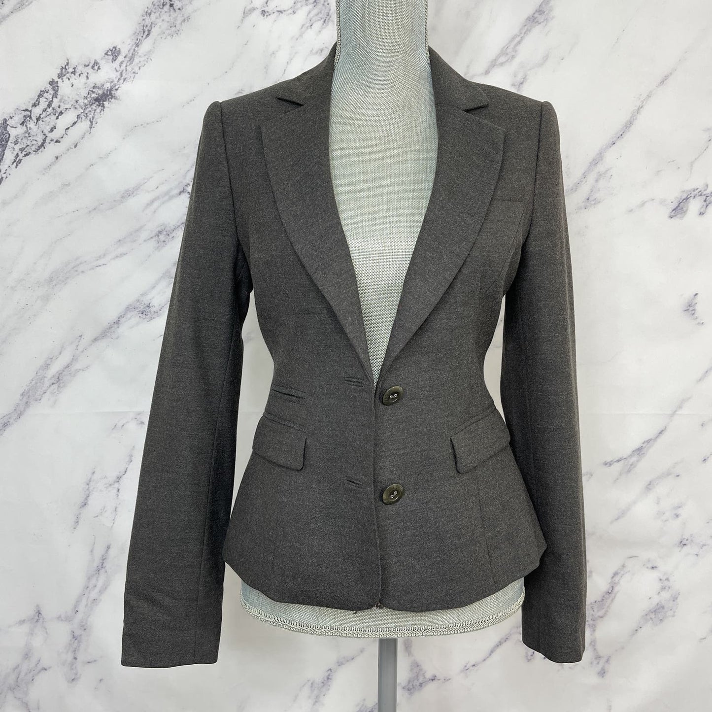 Ted Baker London | Grey Fitted Wool Blend Blazer | 1 (0-2)