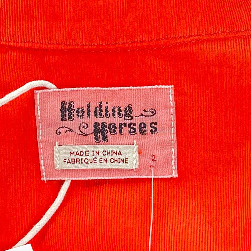 Anthropologie • Holding Horses | Orange Pinwale Corduroy Snap Front Shirt | 2