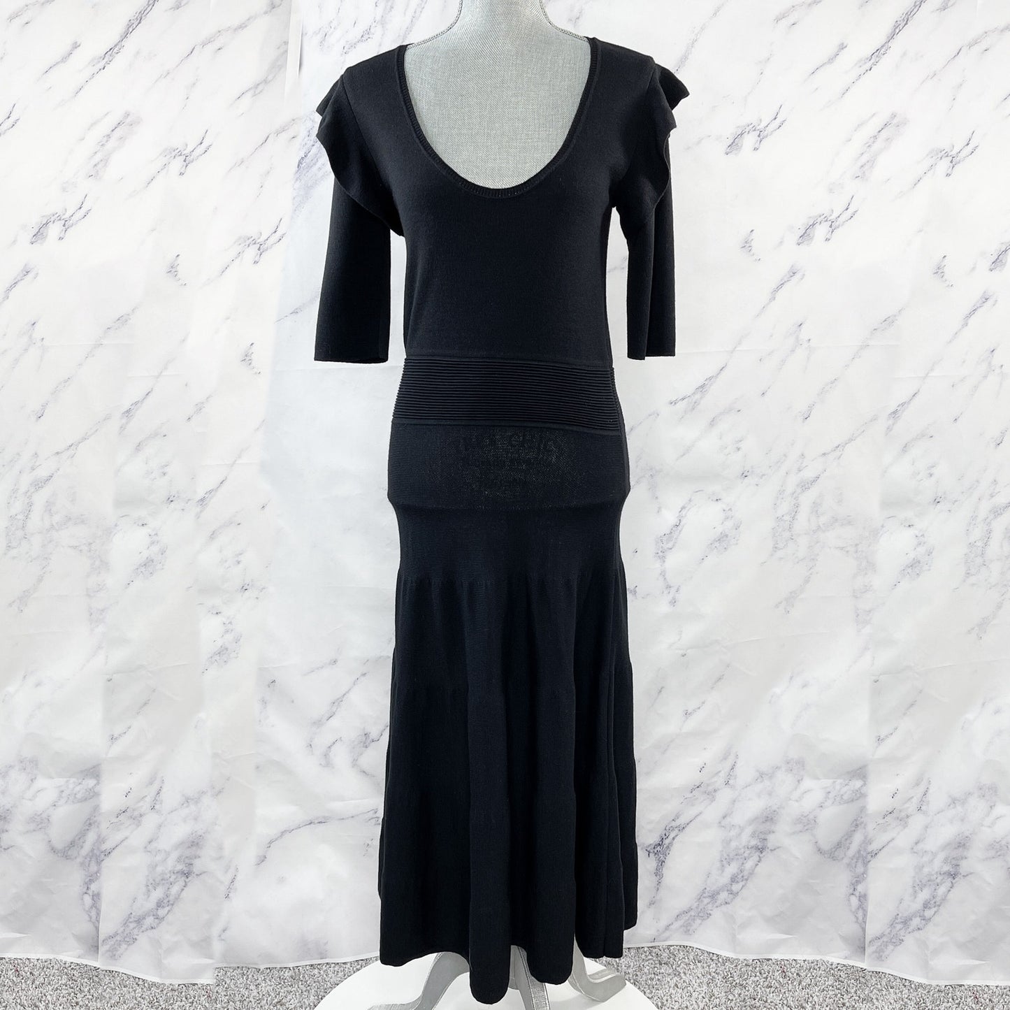 Agnona | Black Wool Knit Maxi Dress | Sz IT 44 / US 8