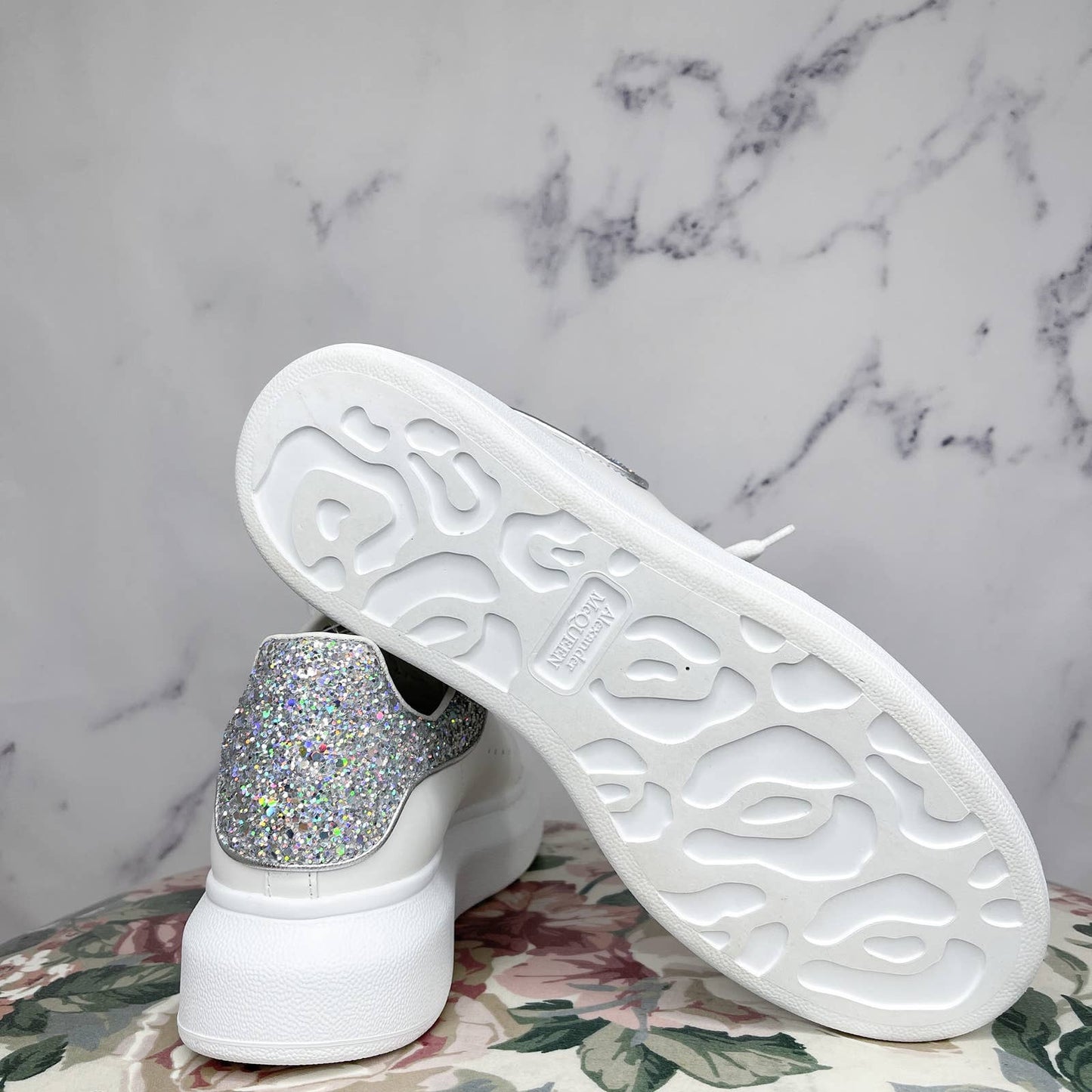 Alexander McQueen | Larry Oversized Crystal Glitter Platform Sneakers | Sz 37.5