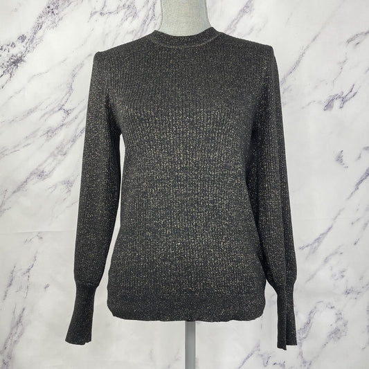 LOFT | Black Gold Speckled Knit Sweater | M