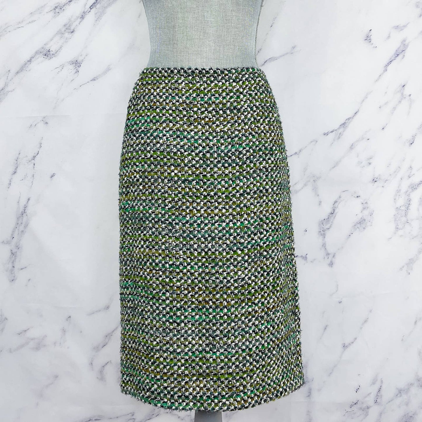 Lafayette 148 New York | Green Tweed Wool Skirt | Sz 10