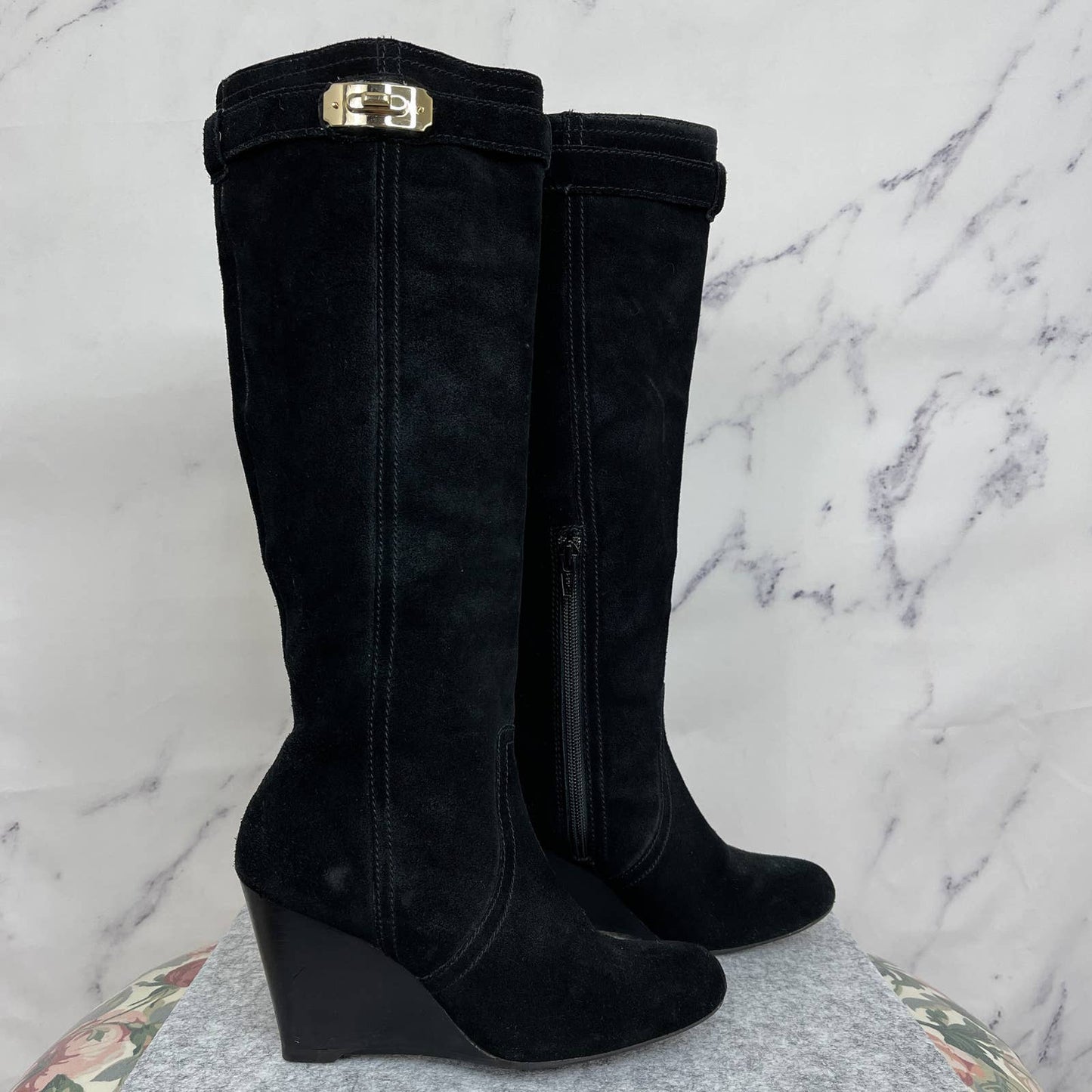 Coach | Angie Suede Wedge Heel Knee Length Boots