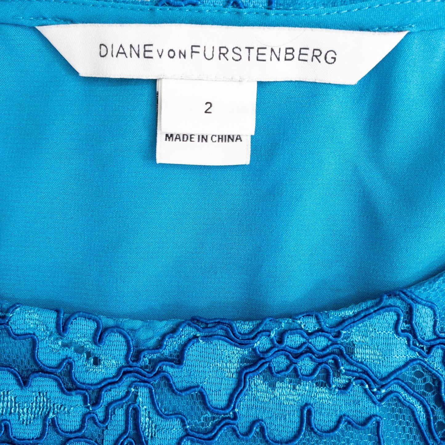 Diane von Furstenberg | Krishna Corded Lace Top | Atlantis Blue | Sz 2