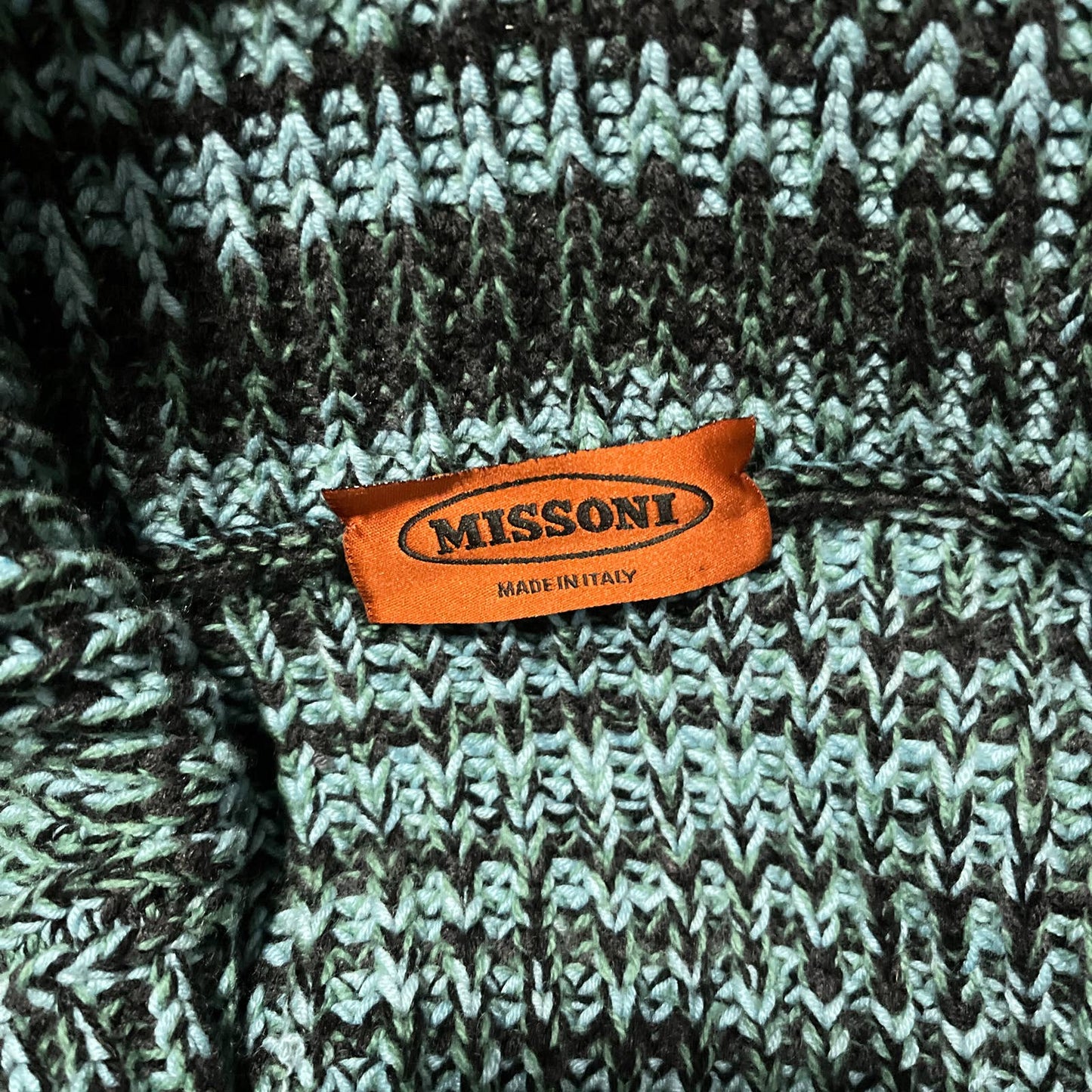 Missoni | Long Chunky Cashmere & Wool Cardigan Coat | Blue/Green | Sz IT 40