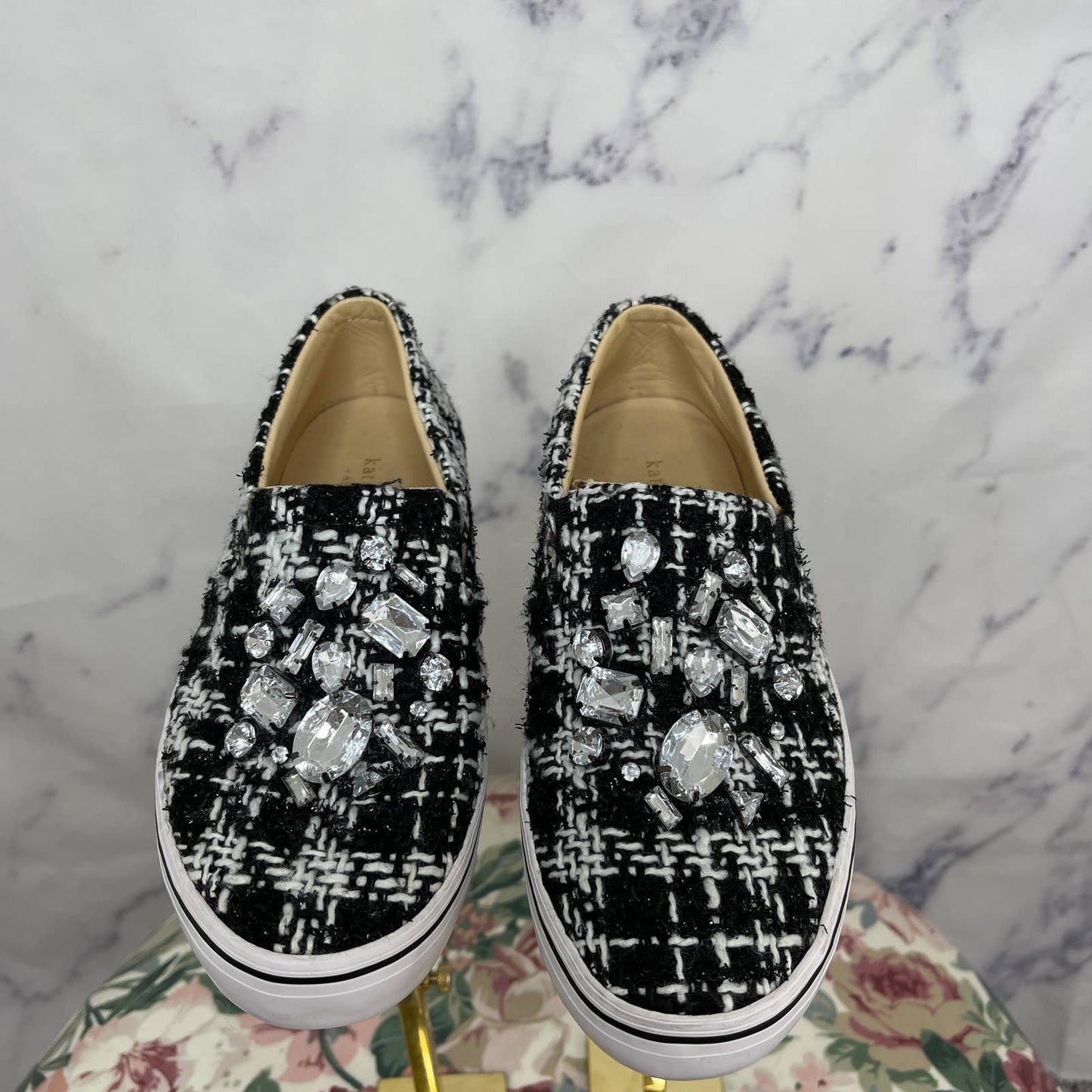 Kate Spade | Tweed Jeweled Slip-On Sneakers | Size 7