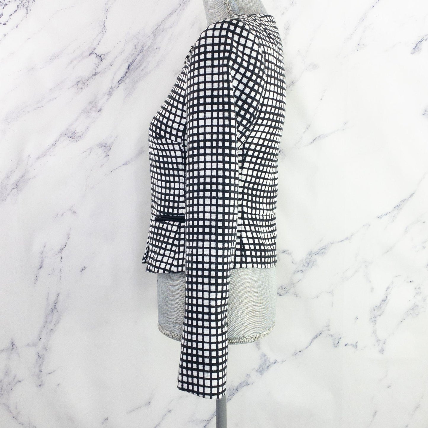 L'Agence | Asymmetrical Zipper Blazer Jacket | Black/White | Sz 0